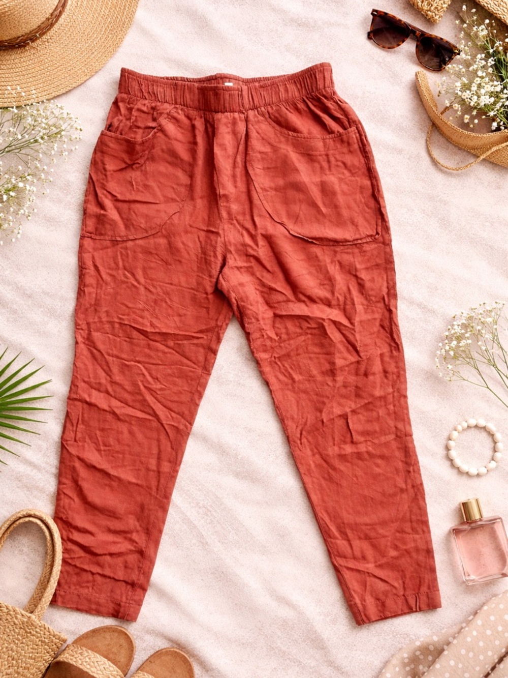 Promesa Rust Red Casual Elastic Waist Jogger Pants